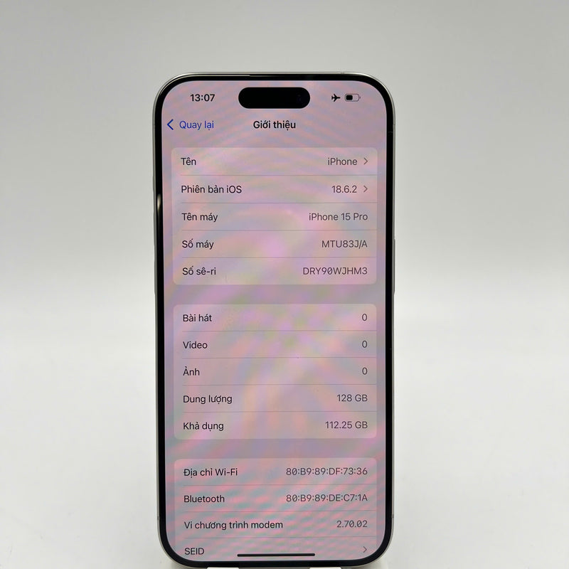iPhone 15 Pro 128GB Trắng 98% pin 91% Quốc Tế Apple  - HH3822