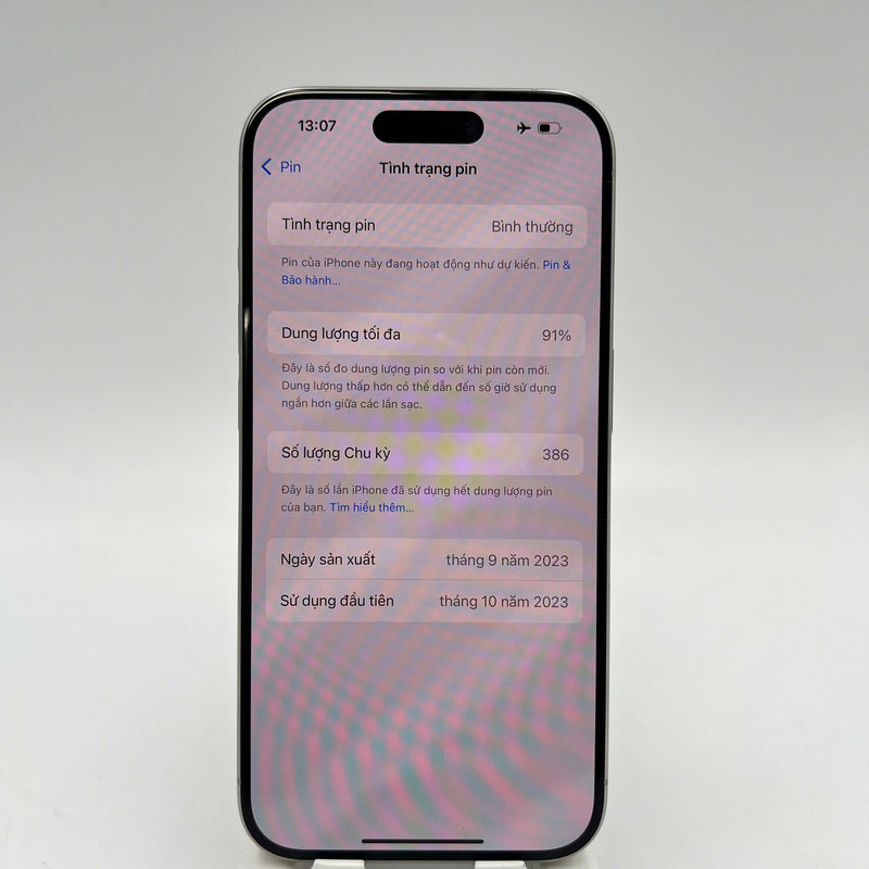 iPhone 15 Pro 128GB Trắng 98% pin 91% Quốc Tế Apple  - HH3822
