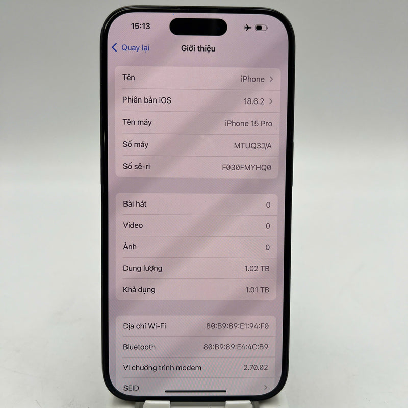 iPhone 15 Pro 1TB Đen 98% pin 87% Quốc tế Apple (xước sơn viền) - HH3436