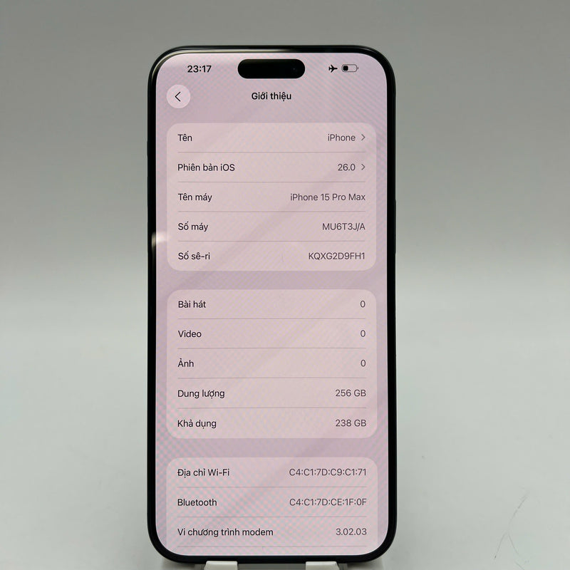 iPhone 15 Pro Max 256GB Xanh dương 98% pin 86% Máy đã trả hết tiền mạng dùng như Quốc tế Apple - HH1521