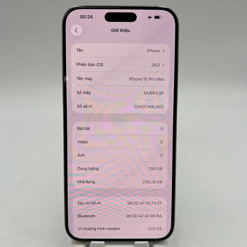 iPhone 15 Pro Max 256GB Tự Nhiên 98% pin 91% Quốc tế Apple - HH3877