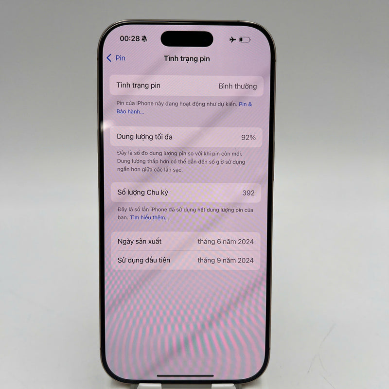 iPhone 16 Pro 256GB Vàng Sa Mạc 98% pin 92% Quốc Tế Apple  - HH1242