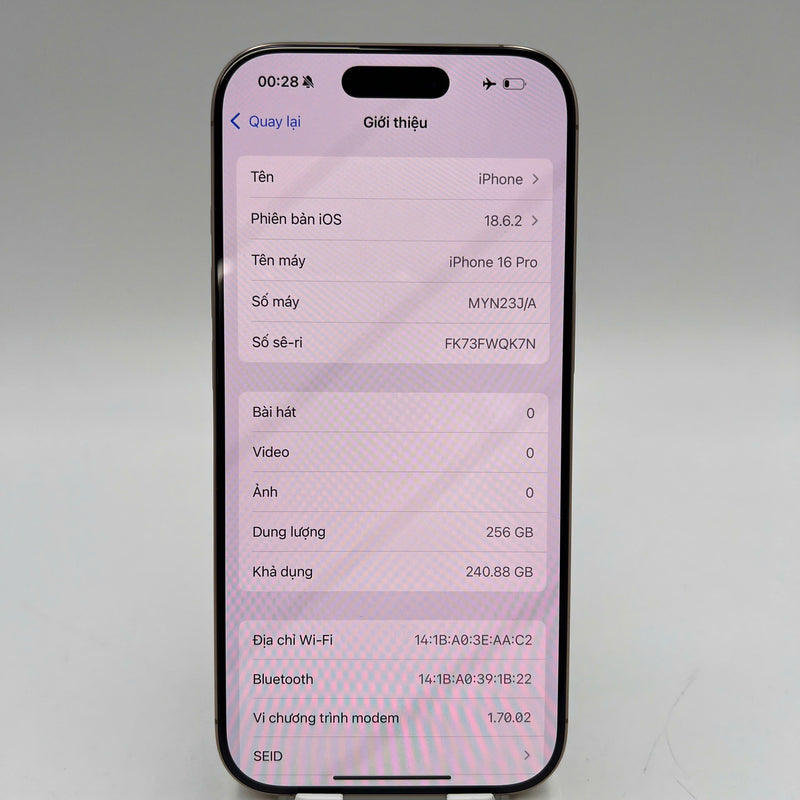iPhone 16 Pro 256GB Vàng Sa Mạc 98% pin 92% Quốc Tế Apple  - HH1242