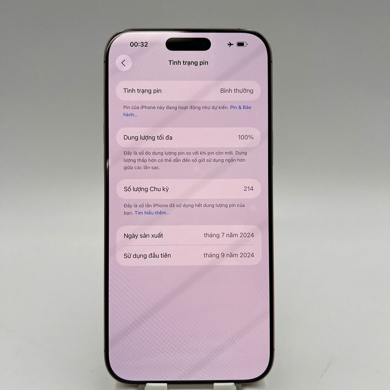 iPhone 16 Pro Max 256GB Vàng Sa Mạc 98% pin 100% Máy đã trả hết tiền mạng dùng như Quốc tế Apple  - HH7145
