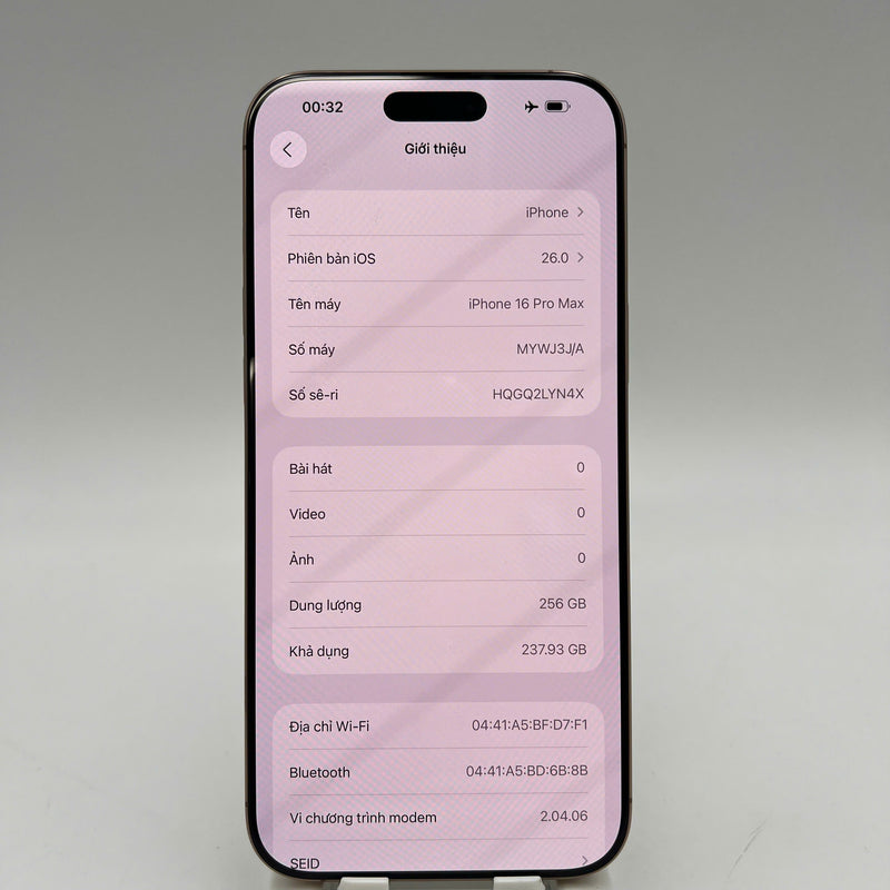 iPhone 16 Pro Max 256GB Vàng Sa Mạc 98% pin 100% Máy đã trả hết tiền mạng dùng như Quốc tế Apple  - HH7145
