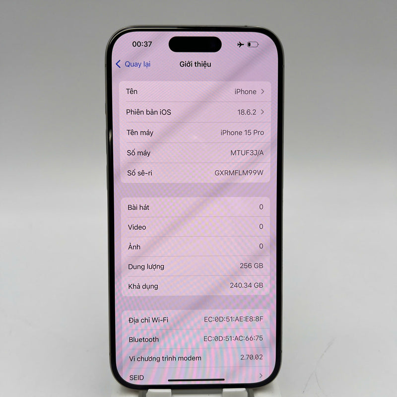 iPhone 15 Pro 256GB Tự Nhiên 98% pin 94% Quốc Tế Apple  - HH0940