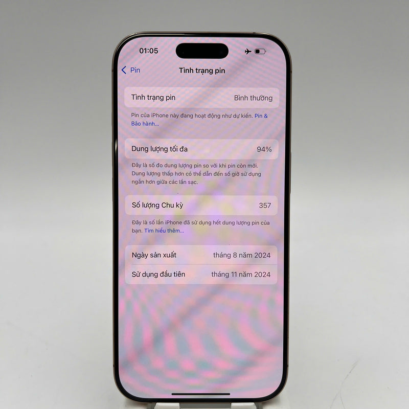 iPhone 16 Pro 256GB Vàng Sa Mạc 98% pin 94% Quốc tế từ SB (Không dùng sim SB) - HH7882