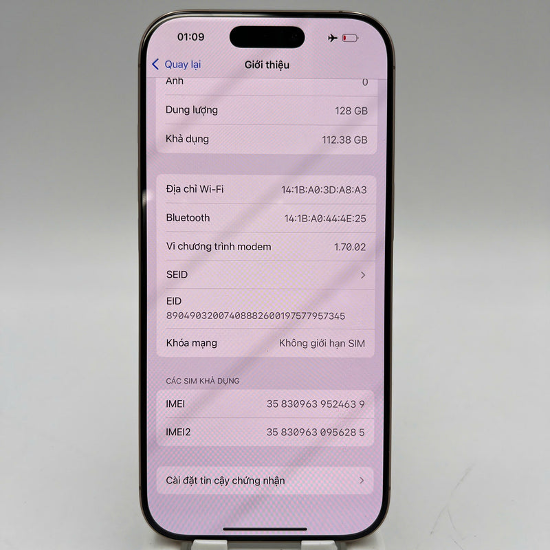 iPhone 16 Pro 128GB Vàng Sa Mạc 98% pin 93% Quốc Tế Apple  - HH4639