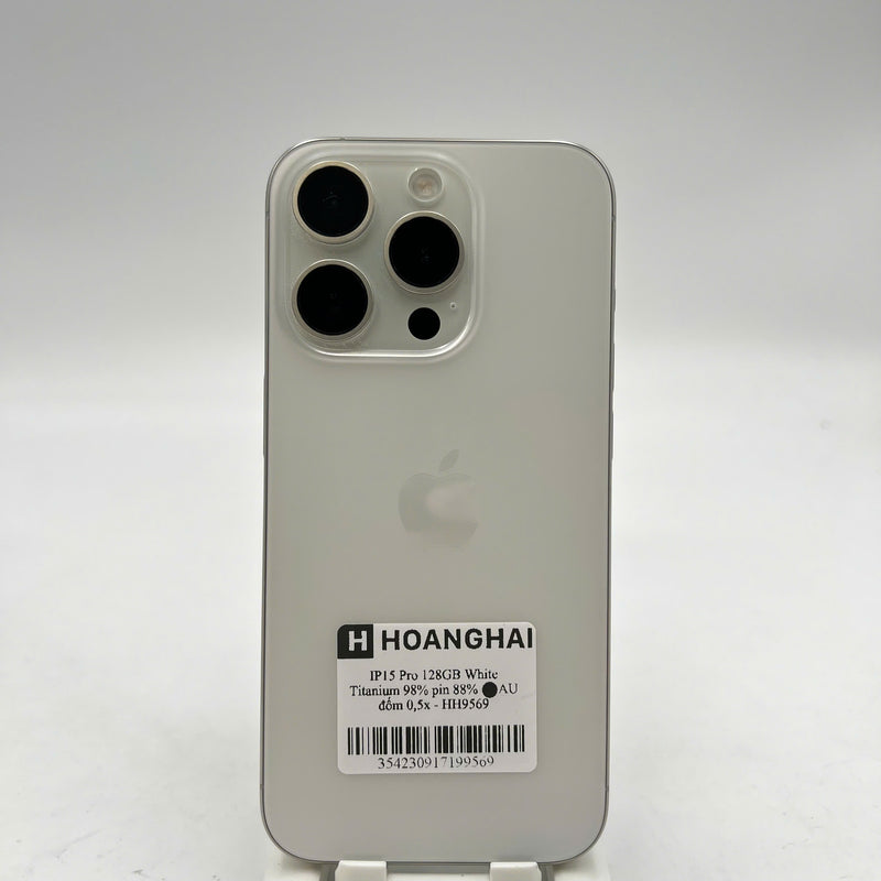 iPhone 15 Pro 128GB Trắng 98% pin 88% Máy đã trả hết tiền mạng dùng như Quốc tế Apple (đốm 0.5x) - HH9569