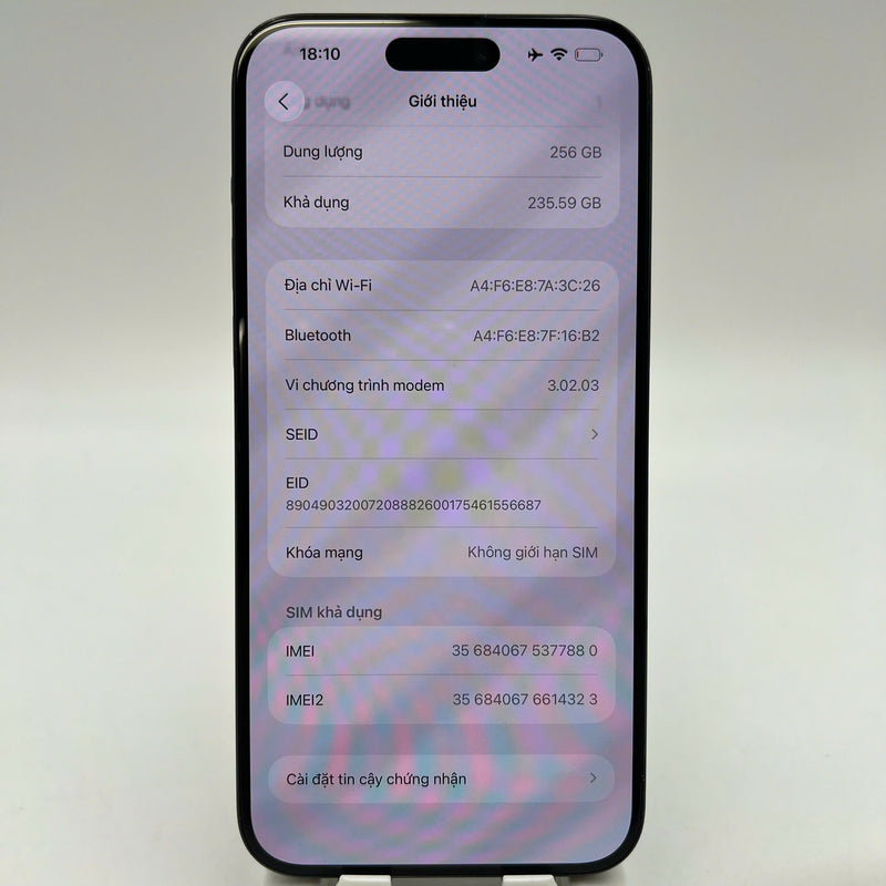 iPhone 15 Pro Max 256GB Xanh Dương 98% pin 88% Quốc tế từ RKT (Không dùng sim RKT - xước sơn viền) - HH7880