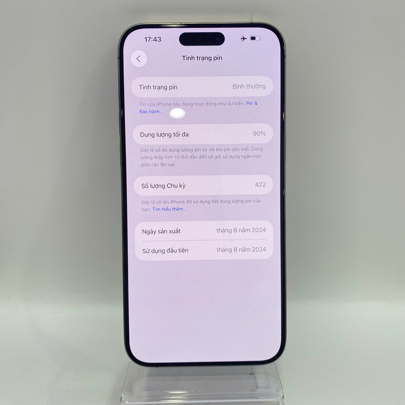 iPhone 15 Pro Max 256GB Tự Nhiên 98% pin 90% Quốc tế Apple - HH7483