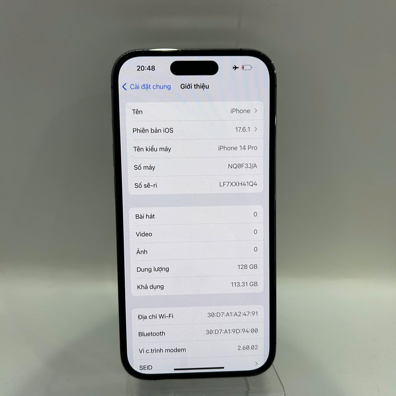 iPhone 14 Pro 128GB Tím 98% pin 90% ĐBH Máy đã trả hết tiền mạng dùng như Quốc tế Apple (xước sơn viền) - HH4349