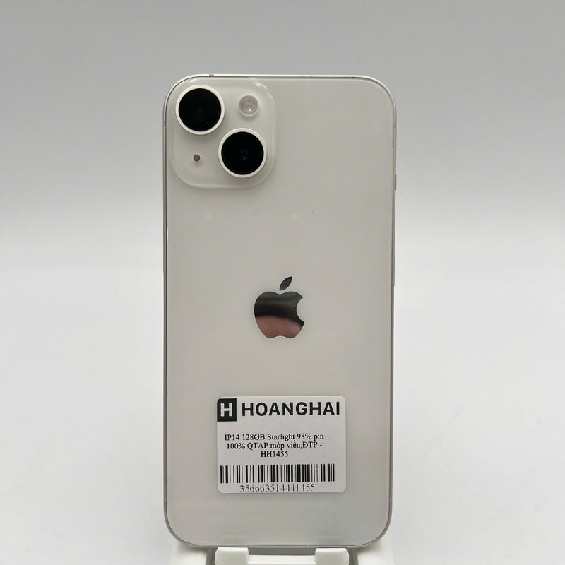 iPhone 14 128GB Trắng 98% pin 100% Quốc Tế Apple (Đã thay pin, móp viền) - HH1455