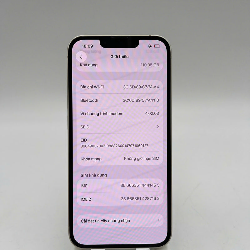 iPhone 14 128GB Trắng 98% pin 100% Quốc Tế Apple (Đã thay pin, móp viền) - HH1455