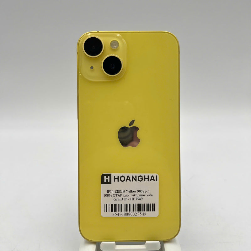 iPhone 14 128GB Vàng 98% pin 100% Quốc tế Apple (Đã thay pin, xước viền, xước viền cam) - HH7549
