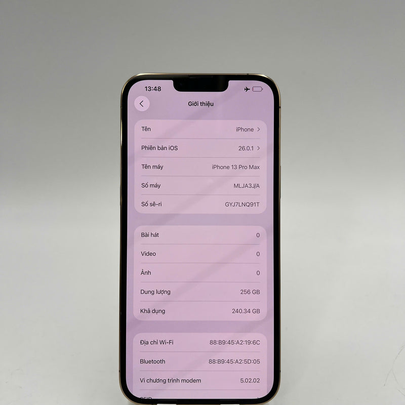 iPhone 13 Pro Max 256GB Vàng 98% pin 100% Máy đã trả hết tiền mạng dùng như Quốc tế Apple (Đã thay pin, đốm 3x) - HH8810