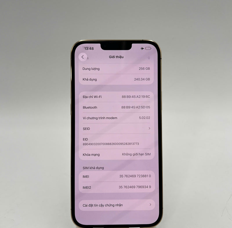iPhone 13 Pro Max 256GB Vàng 98% pin 100% Máy đã trả hết tiền mạng dùng như Quốc tế Apple (Đã thay pin, đốm 3x) - HH8810
