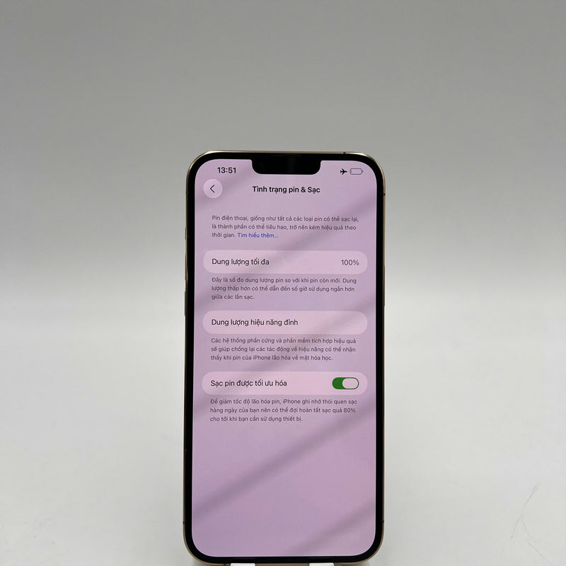 iPhone 13 Pro Max 256GB Vàng 98% pin 100% Máy đã trả hết tiền mạng dùng như Quốc tế Apple (Đã thay pin, đốm 3x) - HH8810