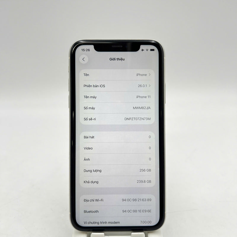 iPhone 11 256GB Trắng 98% pin 100% Máy đã trả hết tiền mạng dùng như Quốc tế Apple (xước viền,viền cam xước,đốm 1x,ĐTP) - HH3595