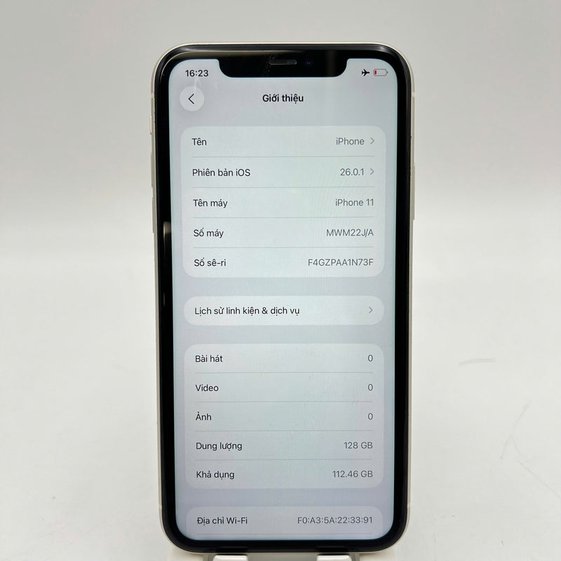 iPhone 11 128GB Trắng 98% pin 100% Máy đã trả hết tiền mạng dùng như Quốc tế Apple (Đã thay pin, đốm 1x) - HH0571