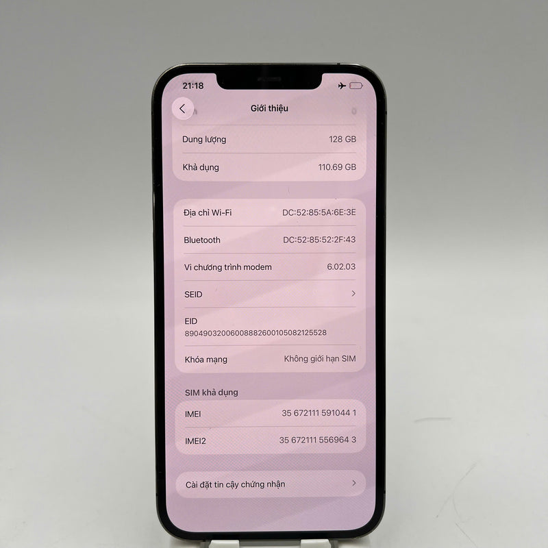 iPhone 12 Pro Max 128GB Đen 98% pin 100% Máy đã trả hết tiền mạng dùng như Quốc tế Apple (Đã thay pin, móp, xước viền, ám mặt lưng) - HH0441