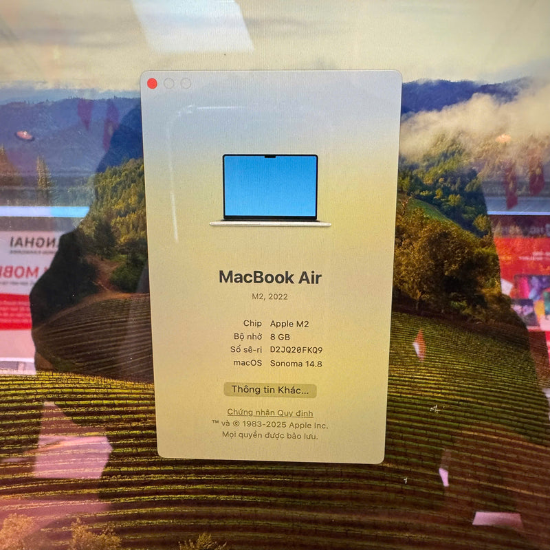 Macbook Air 2022 13.6in Bạc Apple M2/ RAM 8GB/ SSD 256GB 98% BPTN (Sạc 6 lần)