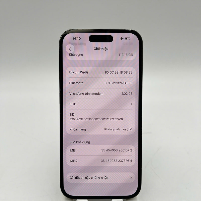 iPhone 14 Pro 128GB Đen 98% pin 100% Quốc tế từ AU (Không dùng sim AU - Đã thay pin, xước viền, đốm 3x) - HH1572
