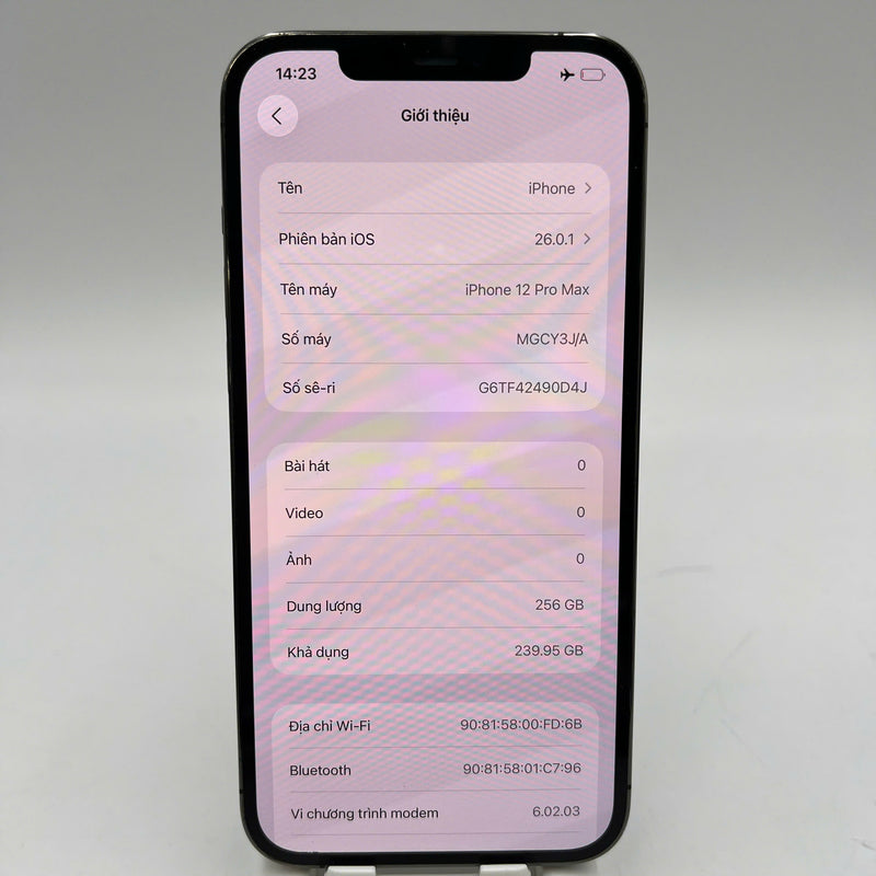 iPhone 12 Pro Max 256GB Đen 98% pin 100% Máy đã trả hết tiền mạng dùng như Quốc tế Apple (Đã thay pin, màn xước nhẹ) - HH1417