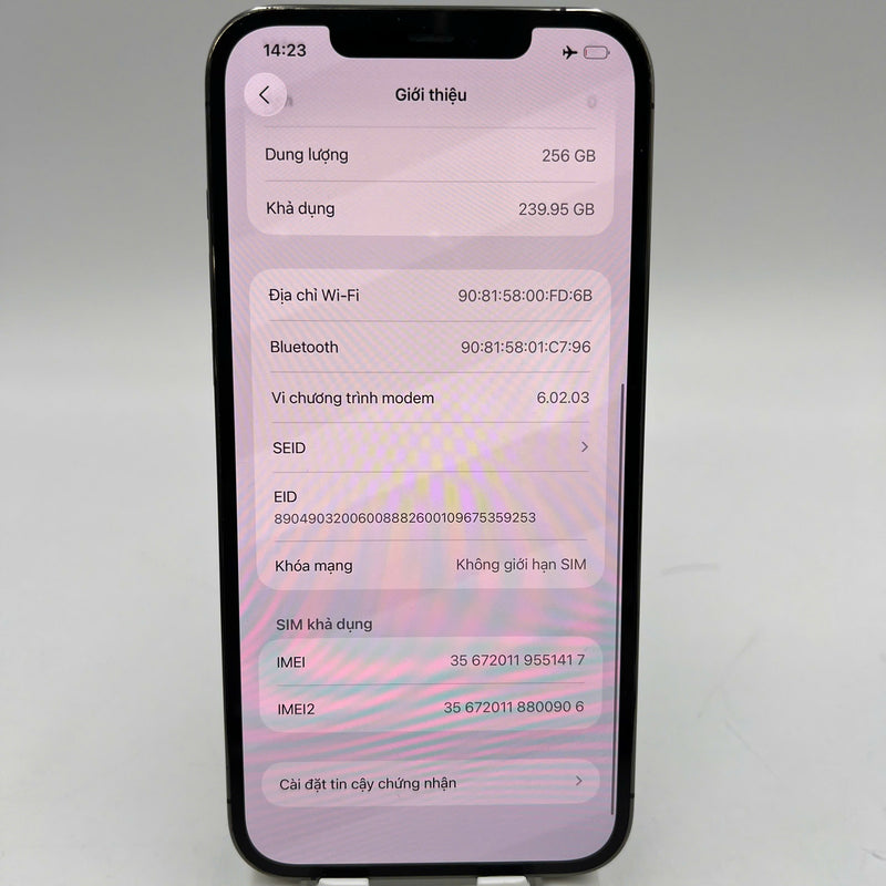 iPhone 12 Pro Max 256GB Đen 98% pin 100% Máy đã trả hết tiền mạng dùng như Quốc tế Apple (Đã thay pin, màn xước nhẹ) - HH1417