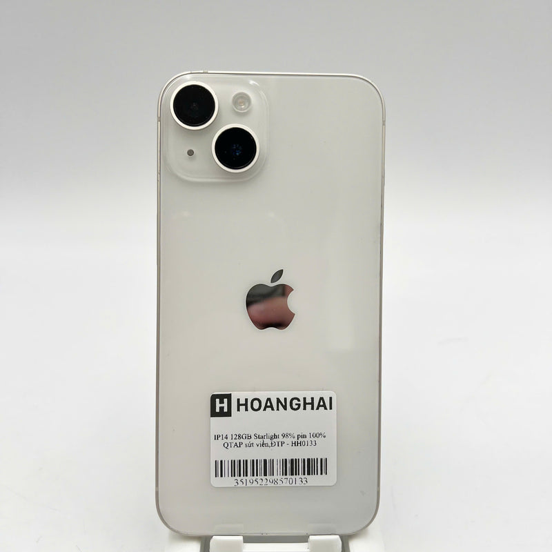 iPhone 14 128GB Trắng 98% pin 100% Quốc Tế Apple (Đã thay pin, sứt viền) - HH0133