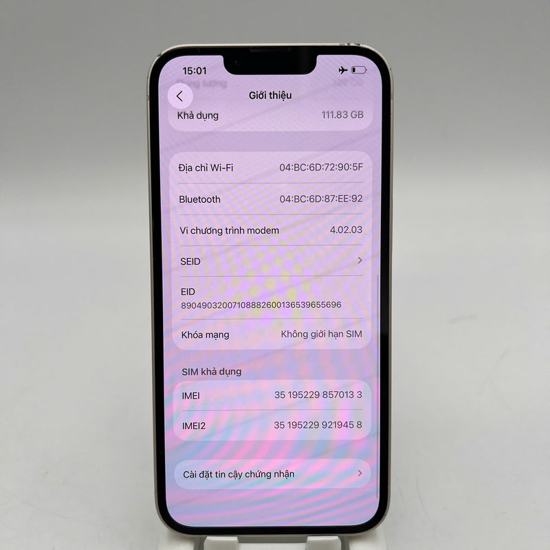 iPhone 14 128GB Trắng 98% pin 100% Quốc Tế Apple (Đã thay pin, sứt viền) - HH0133
