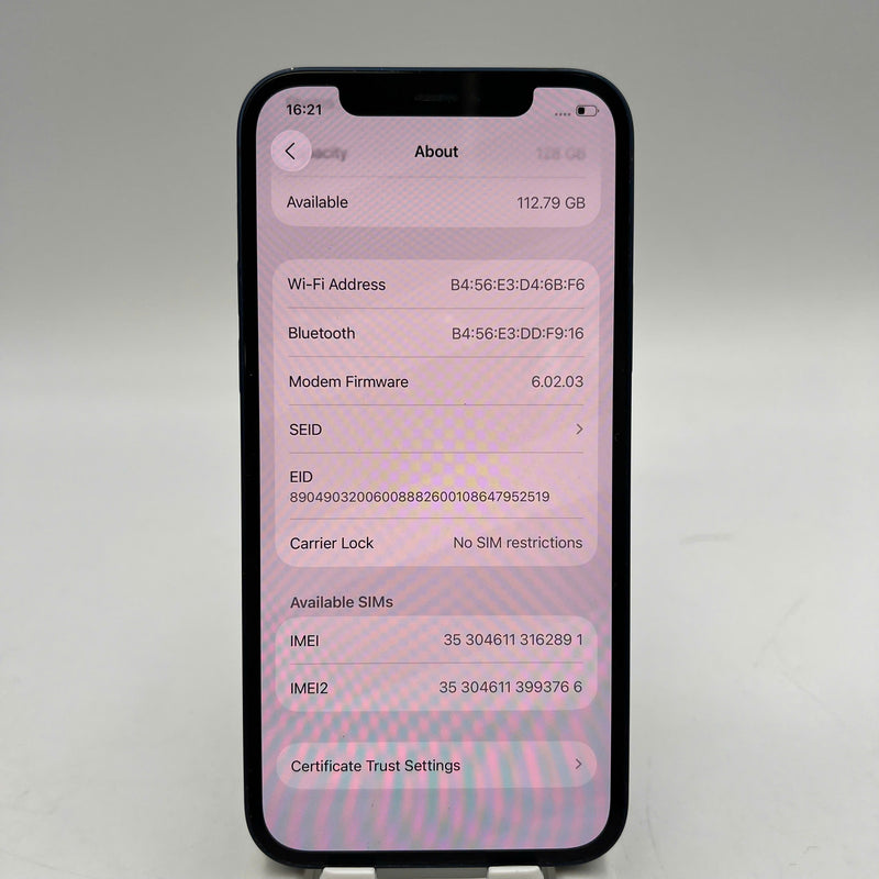 iPhone 12 128GB Xanh dương 98% pin 100% Quốc tế Apple (Đã thay pin, ám viền, xước viền, viền cam xước, đốm 1x) - HH2891