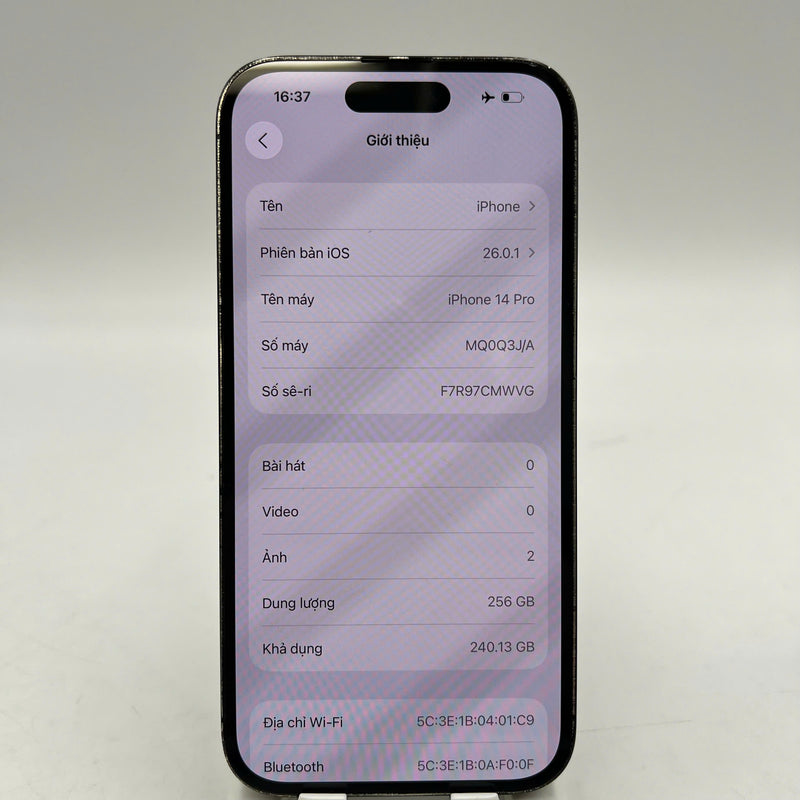 iPhone 14 Pro 256GB Đen 97% pin 100% Quốc tế từ AU (Không dùng sim AU - Đã thay pin, đốm 0.5x/3x, viền xước xấu, viền cam xước) - HH9729