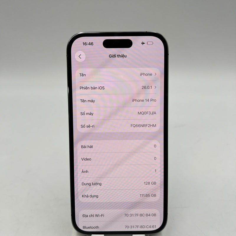 iPhone 14 Pro 128GB Tím 98% pin 100% Máy đã trả hết tiền mạng dùng như Quốc tế Apple (Đã thay pin, đốm 3x) - HH5411