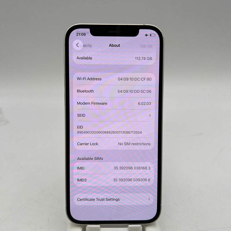 iPhone 12 128GB Trắng 98% pin 100% Máy đã trả hết tiền mạng dùng như Quốc tế Apple (Đã thay pin, xước viền, đốm 1x) - HH1683