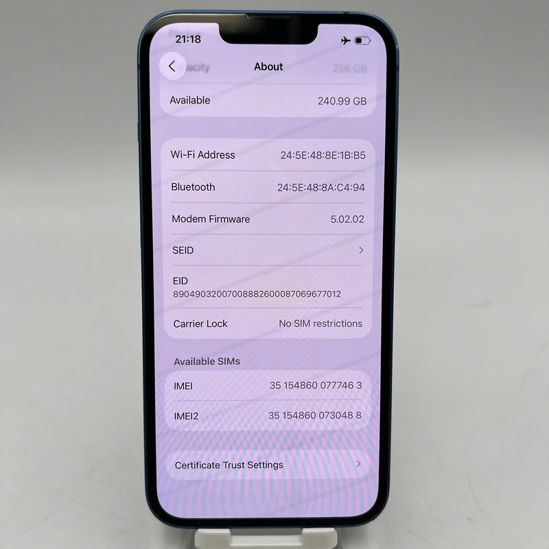 iPhone 13 256GB Xanh dương 98% pin 100% Máy đã trả hết tiền mạng dùng như Quốc tế Apple (Đã thay pin, viền cam xước, móp viền) - HH7463