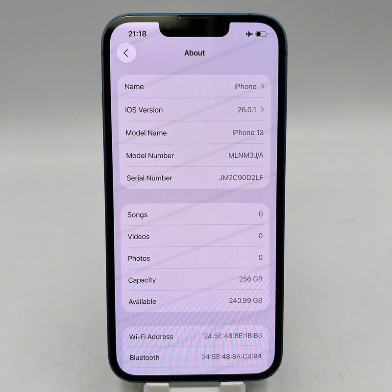 iPhone 13 256GB Xanh dương 98% pin 100% Máy đã trả hết tiền mạng dùng như Quốc tế Apple (Đã thay pin, viền cam xước, móp viền) - HH7463