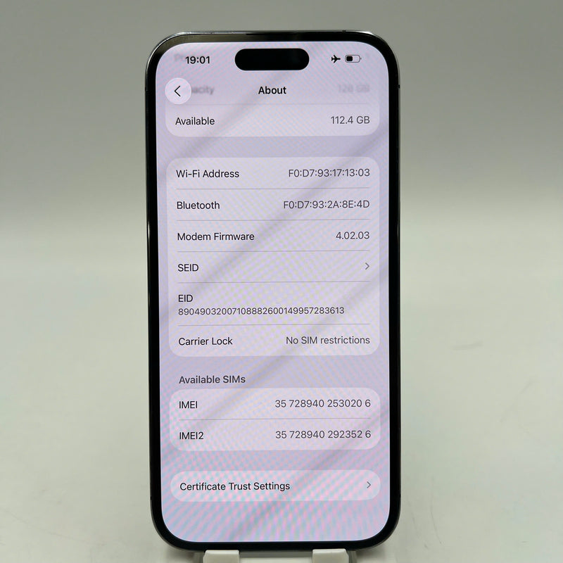 iPhone 14 Pro 128GB Tím 98% pin 100% Quốc tế từ AU (Không dùng sim AU - Đã thay pin, xước sơn viền, xước viền cam, đốm 3x) - HH0206