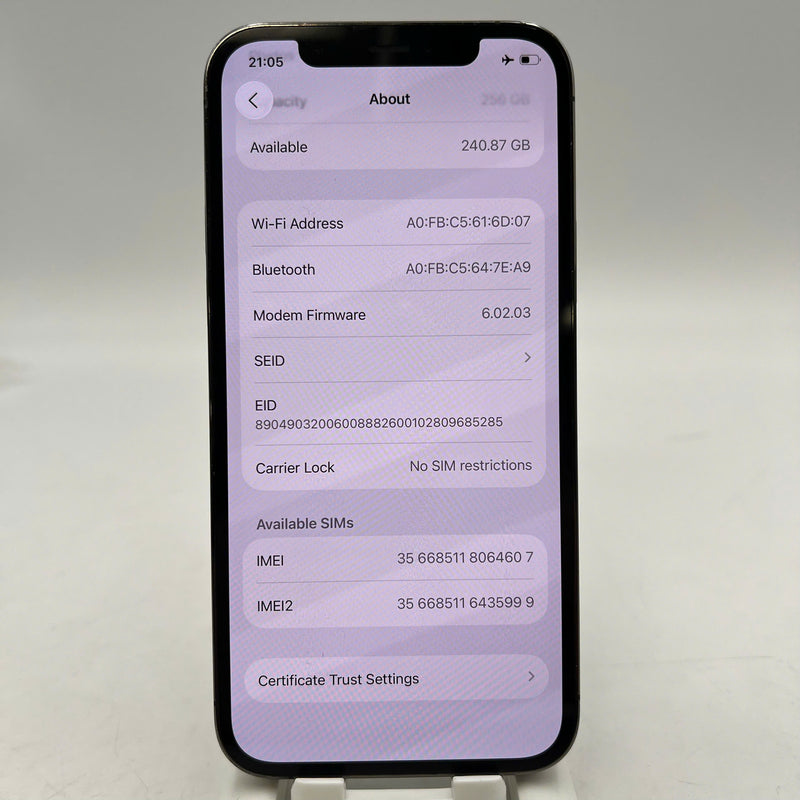 iPhone 12 Pro 256GB Đen 98% pin 100% Máy đã trả hết tiền mạng dùng như Quốc tế Apple (Đã thay pin, đốm 1x, xước viền, màn xước) - HH4607