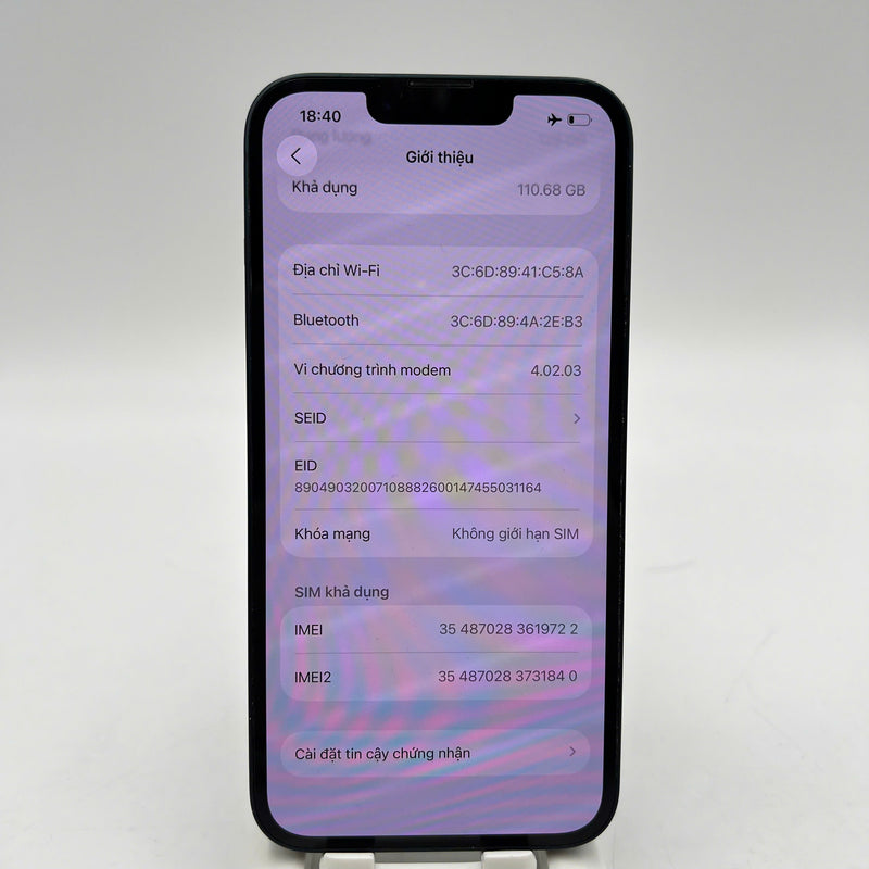 iPhone 14 128GB Đen 98% pin 100% Quốc tế Apple (Đã thay pin, viền xước, viền cam xước) - HH9722