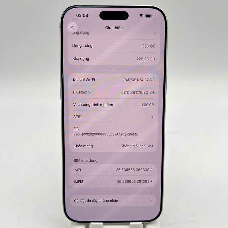 iPhone 17 Pro Max 256GB Bạc 97% pin 100% Quốc tế Apple (Sạc 3 lần, máy lỗi cam trước và cam sau, cấn vỏ chỗ camera và viền góc trên) - HH3684