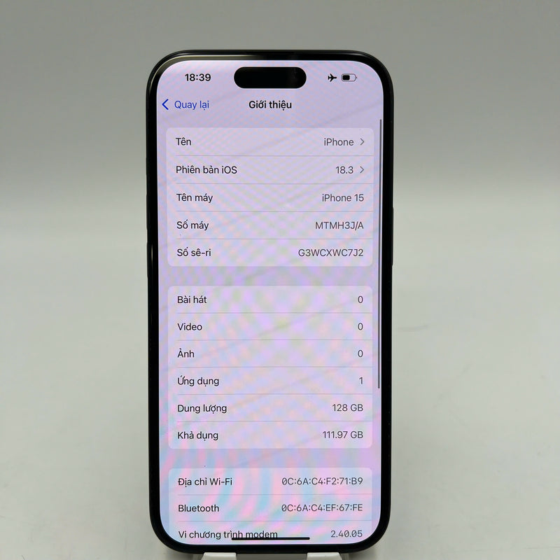 iPhone 15 128GB Đen 98% pin 93% Quốc tế Apple (xước viền, xước viền cam) - HH9237