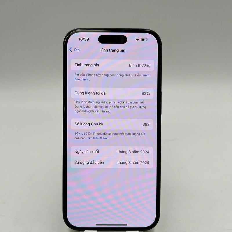 iPhone 15 128GB Đen 98% pin 93% Quốc tế Apple (xước viền, xước viền cam) - HH9237