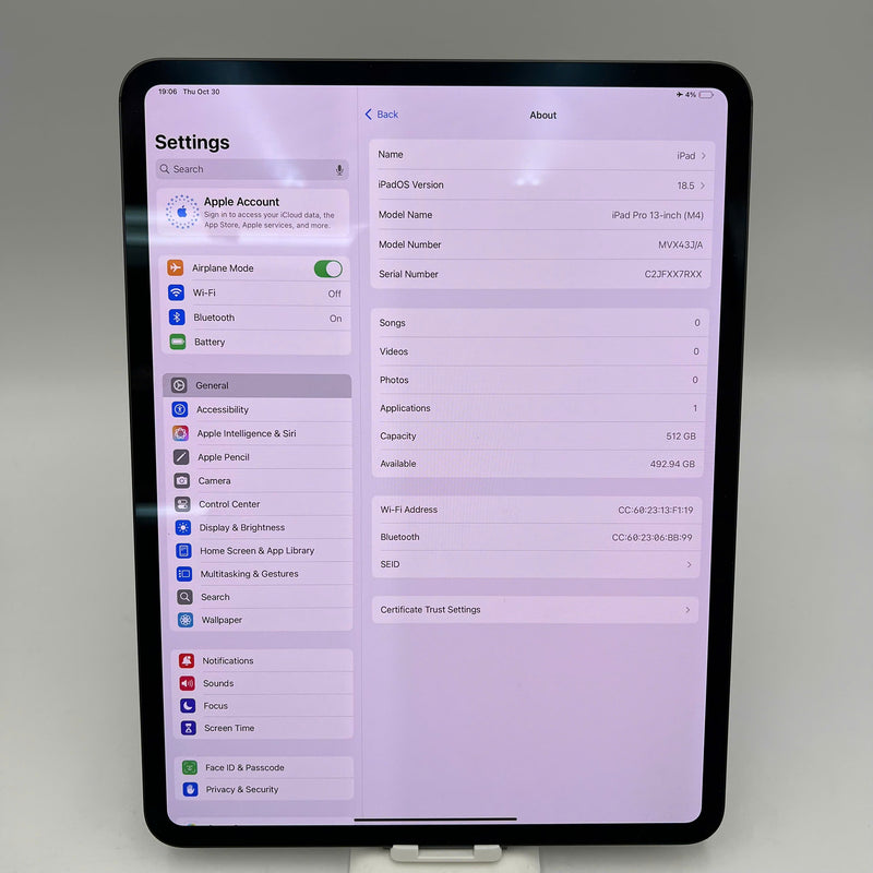 iPad Pro 2024 M4 13in 512GB Đen Wifi 99% Fullbox pin 100% (sạc 17 lần)