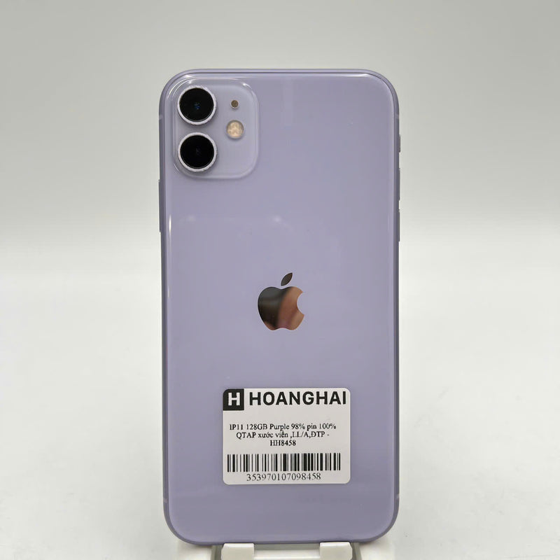 iPhone 11 128GB Tím 98% pin 100% Quốc Tế Apple (Đã thay pin, xước viền, mã LL/A) - HH8458