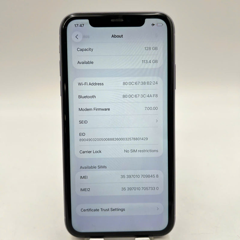 iPhone 11 128GB Tím 98% pin 100% Quốc Tế Apple (Đã thay pin, xước viền, mã LL/A) - HH8458