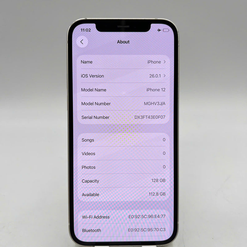 iPhone 12 128GB Trắng 98% pin 100% Quốc tế từ SB (Không dùng sim SB - Đã thay pin, móp viền, đốm 1x) - HH7131