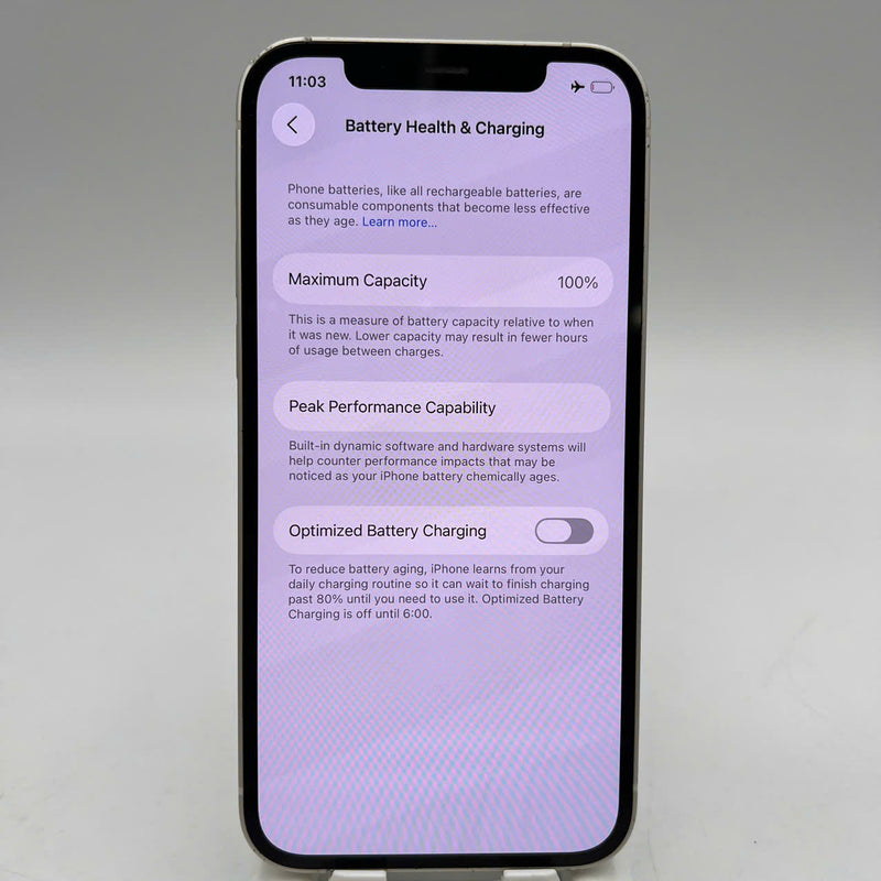 iPhone 12 128GB Trắng 98% pin 100% Quốc tế từ SB (Không dùng sim SB - Đã thay pin, móp viền, đốm 1x) - HH7131