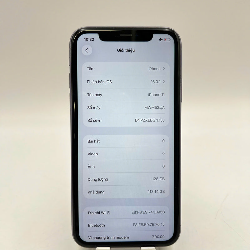 iPhone 11 128GB Tím 98% pin 100% Máy đã trả hết tiền mạng dùng như Quốc Tế Apple (Đã thay pin, đốm 1x, xước viền) - HH7311