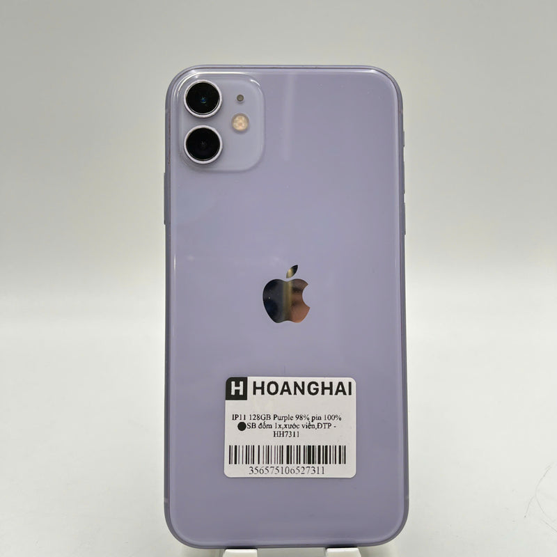 iPhone 11 128GB Tím 98% pin 100% Máy đã trả hết tiền mạng dùng như Quốc Tế Apple (Đã thay pin, đốm 1x, xước viền) - HH7311